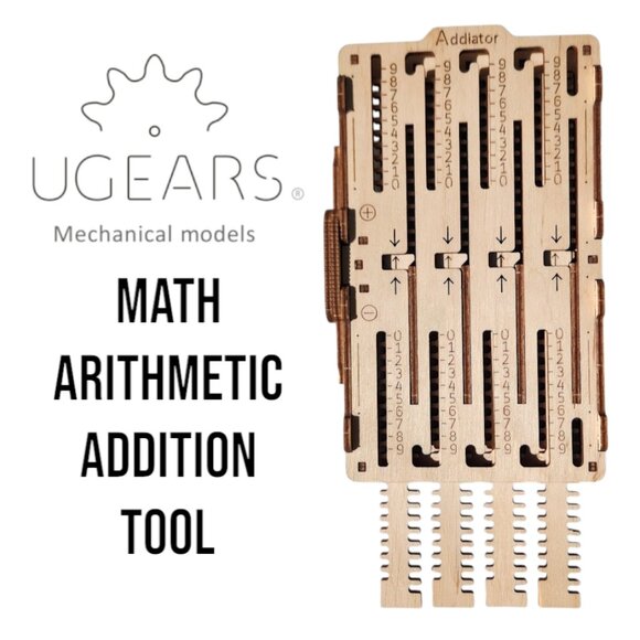 UGEARS STEM Lab 3D Addition Subtraction Math Fidget Toy Calculator Wooden Ukrain - Picture 1 of 11